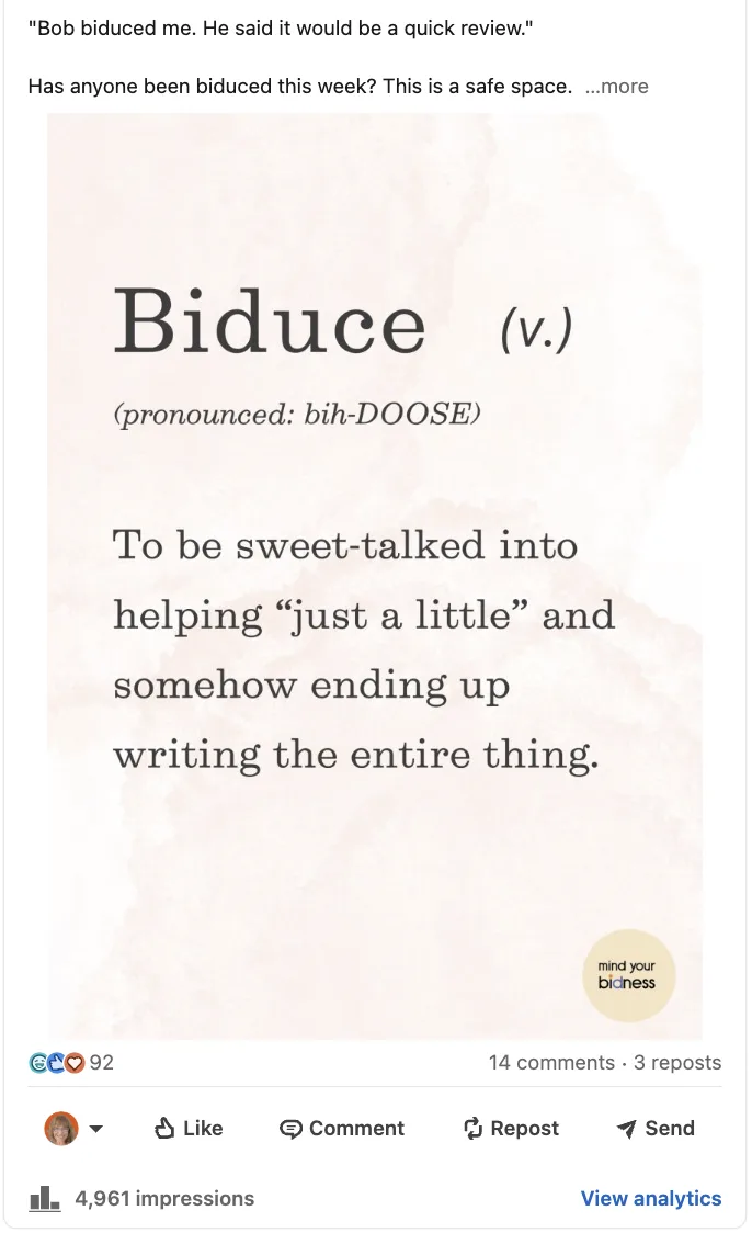 LinkedIn post: Biduce