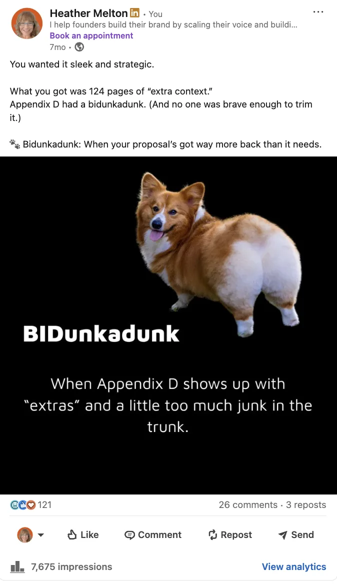 LinkedIn post: Bidunkadunk