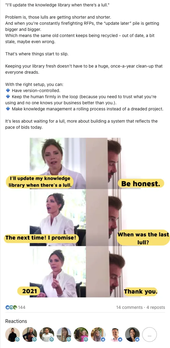 LinkedIn post: knowledge library