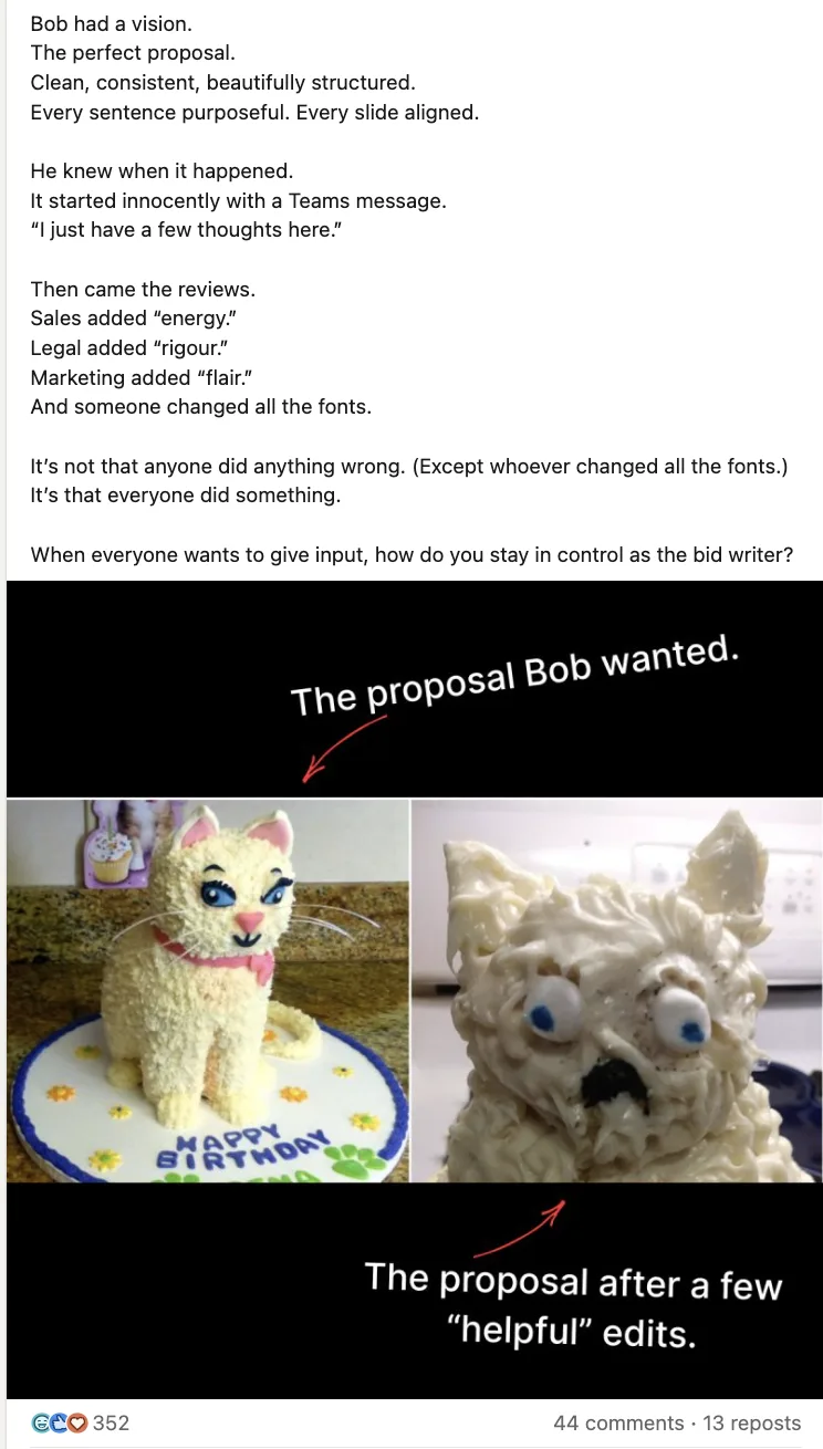 LinkedIn post: proposal cake